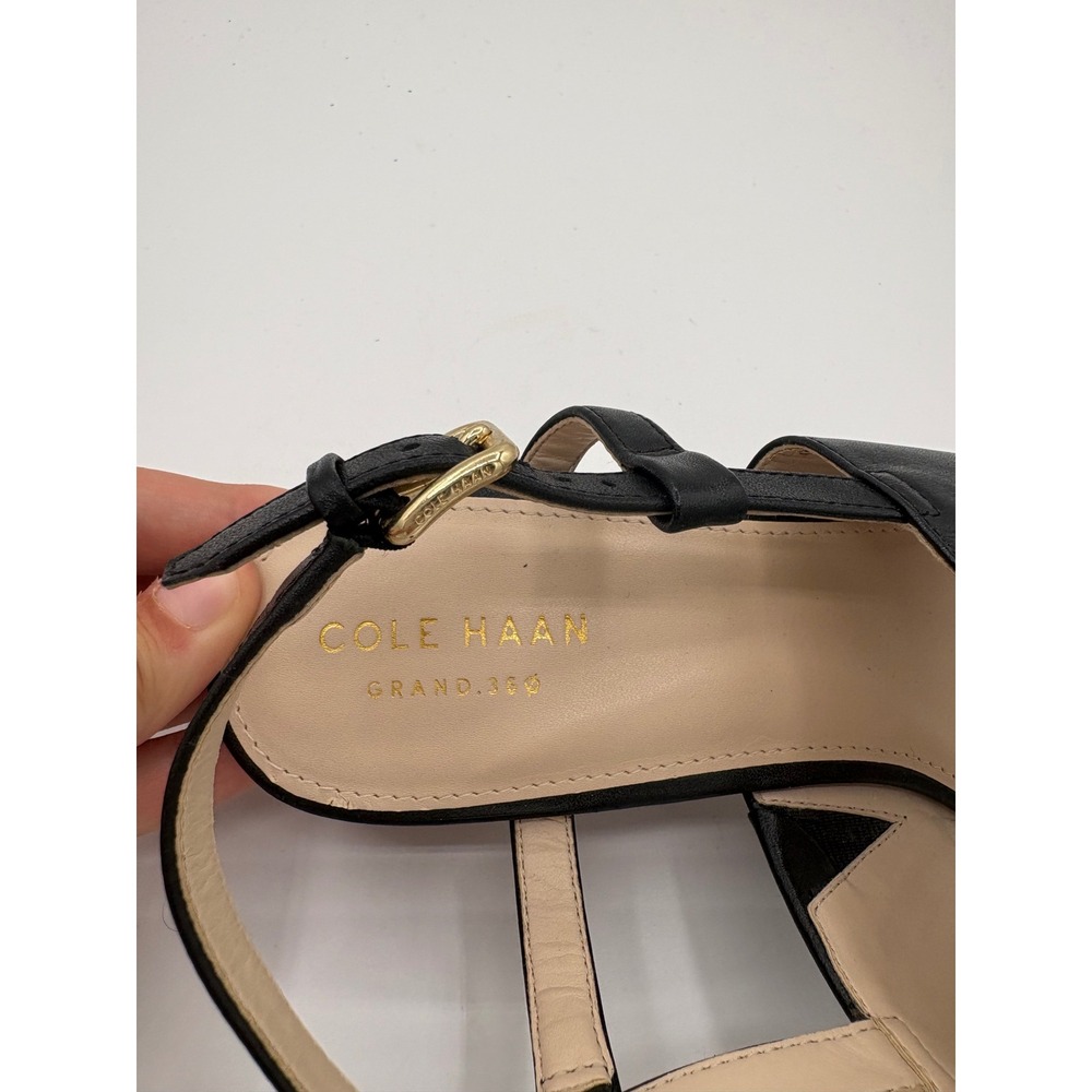 Cole Haan Grand 360 Black Leather Slingback Wedge Sandals W14403 Womens 7.5 B - Picture 2 of 7